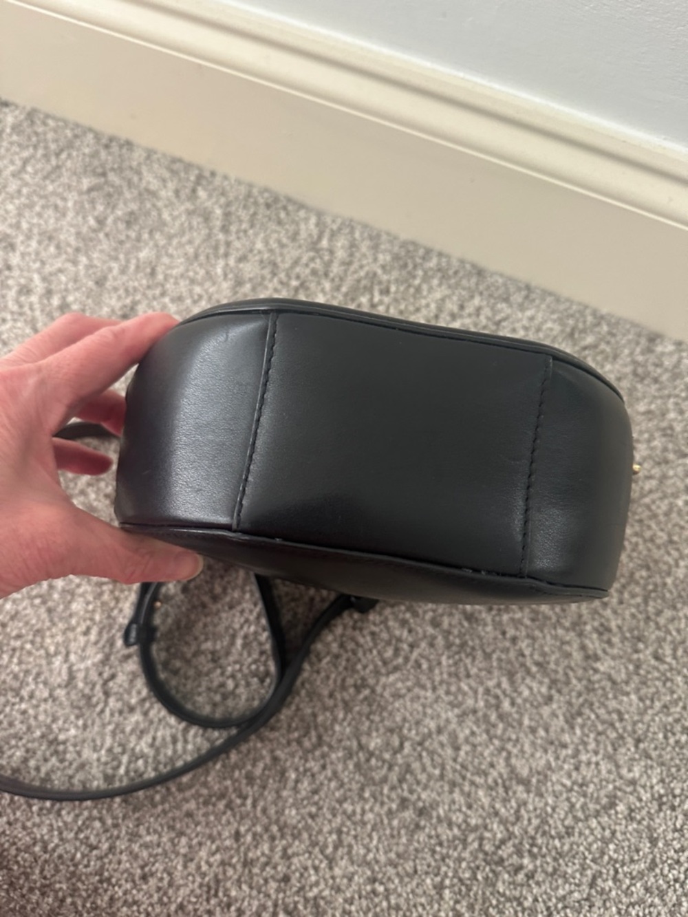 Michael Kors Black Canteen Round Leather Crossbody with Gold MK - Picture 4 of 6